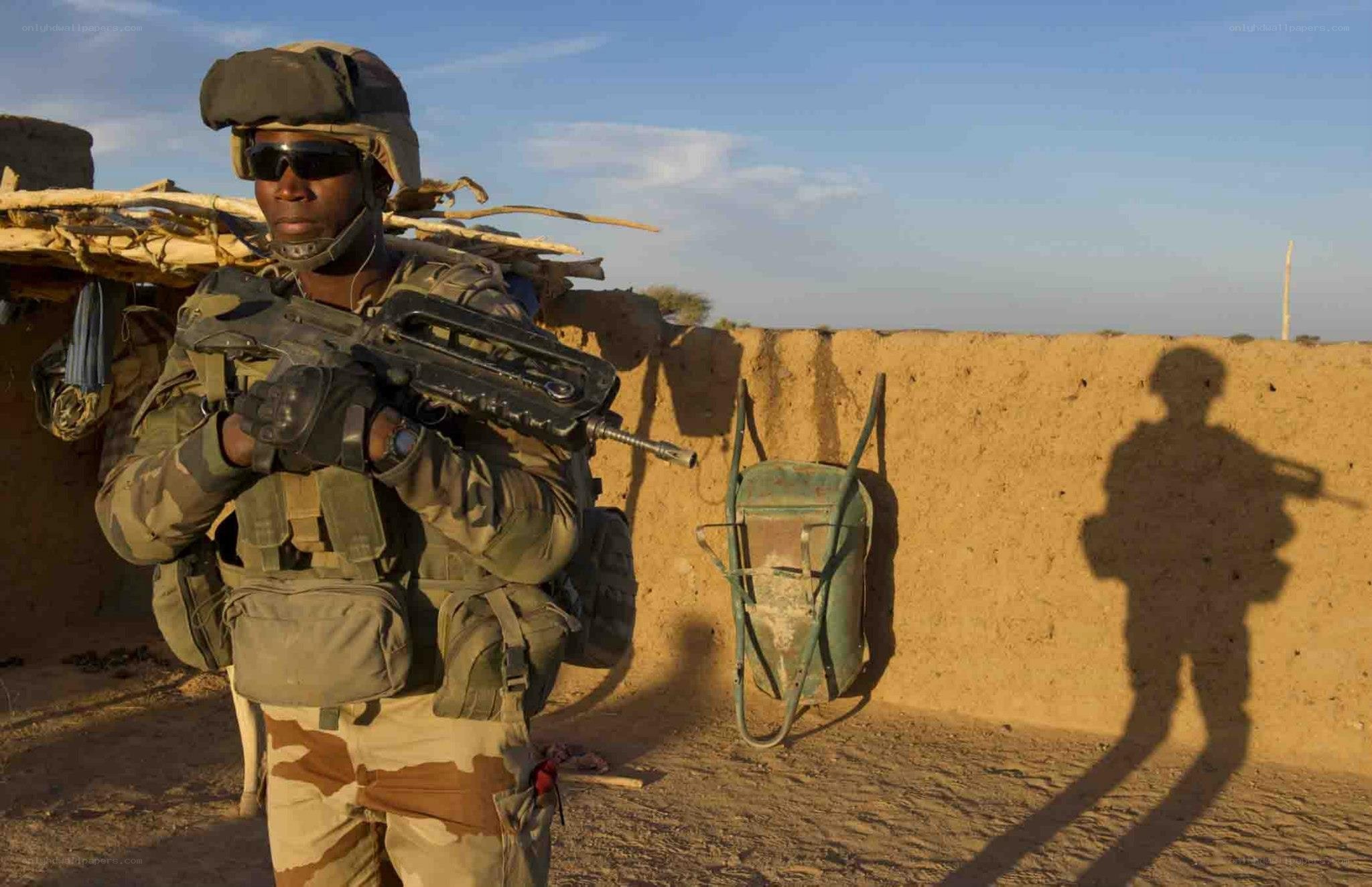Soldier in desert patrol