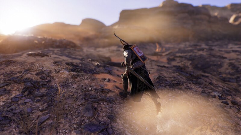 Soldier in Desert Terrain — Brown, Dramatic