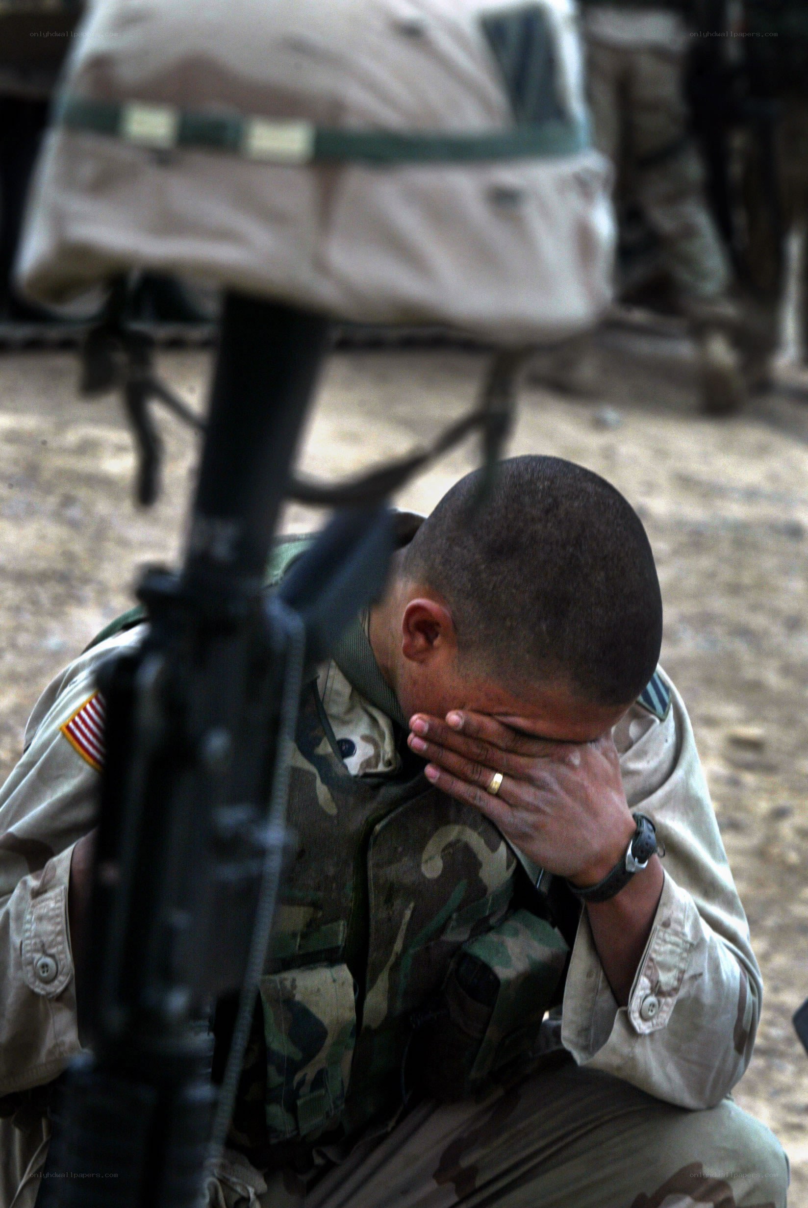 Soldier in emotional distress