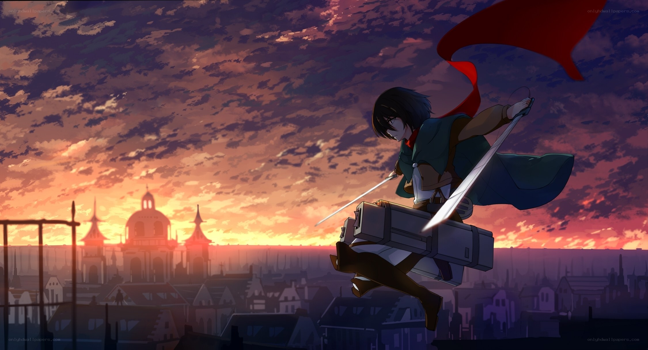soldier in flight at sunset