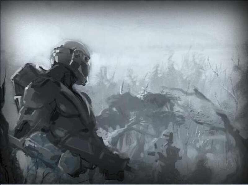 soldier in foggy forest