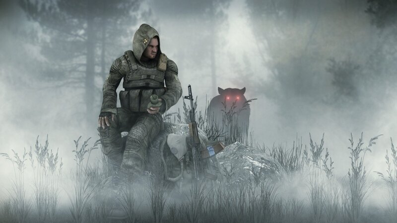 soldier in foggy forest