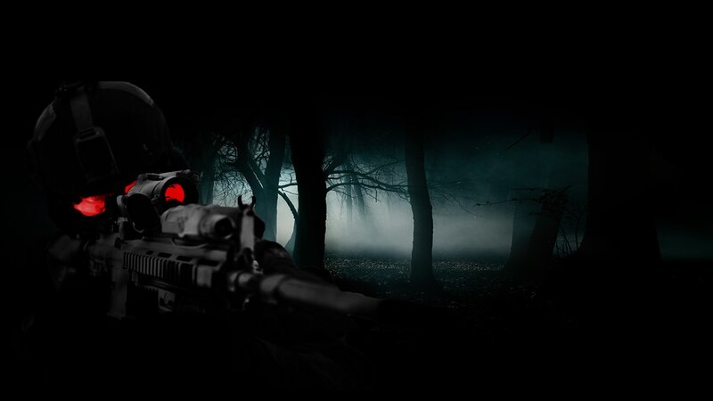 Soldier in Forest — Black, Tense, Night