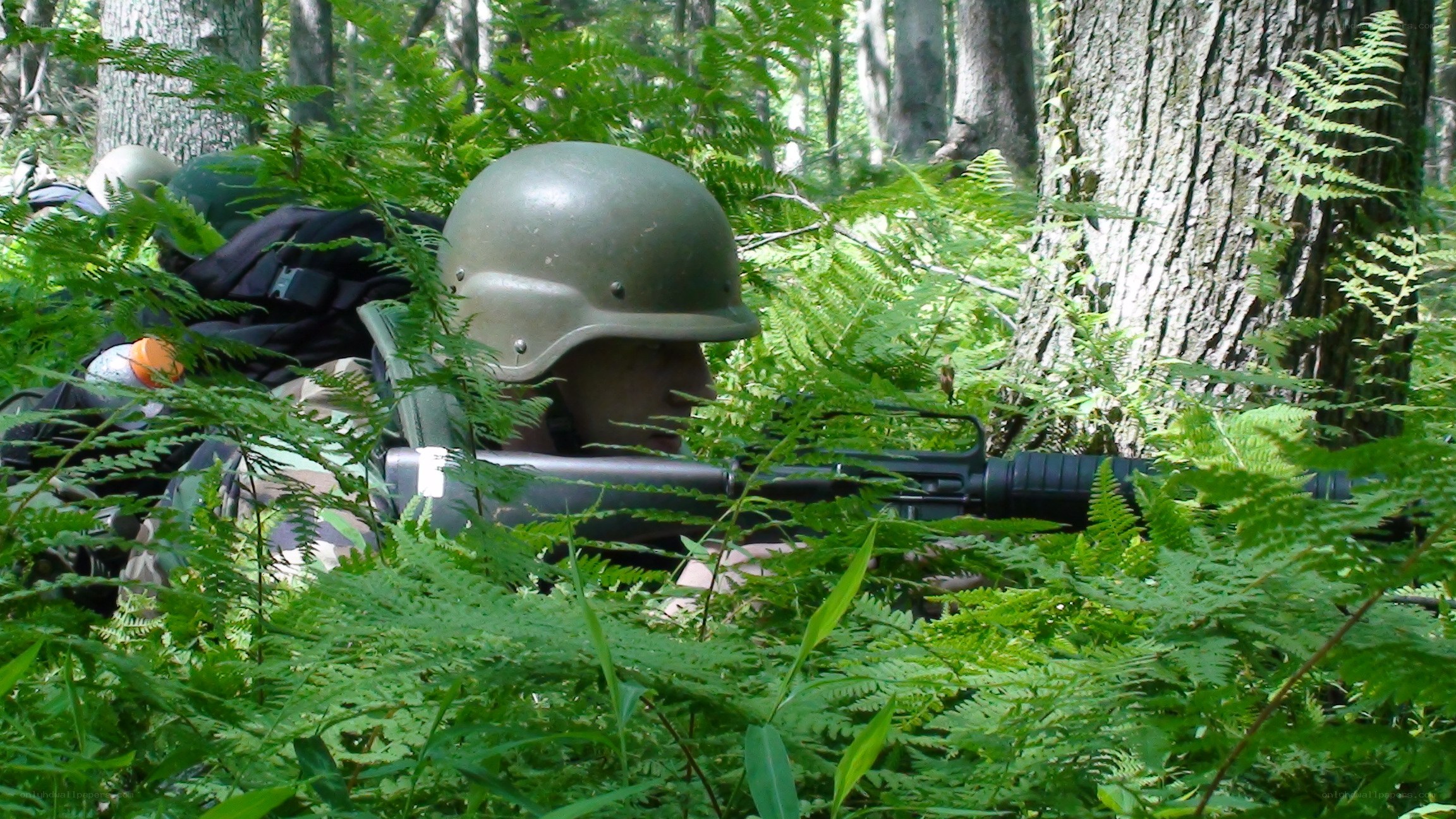 Soldier in forest camouflage