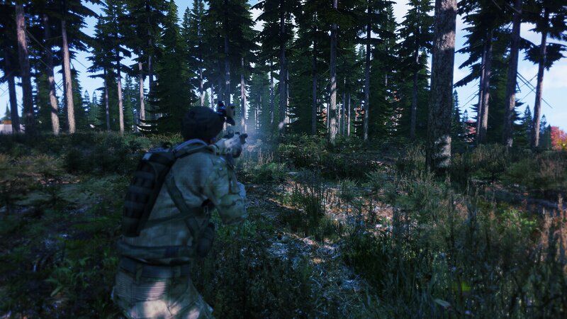 Soldier in Forest — Green, Tense, Afternoon, 3d Render, Rifle, Backpack
