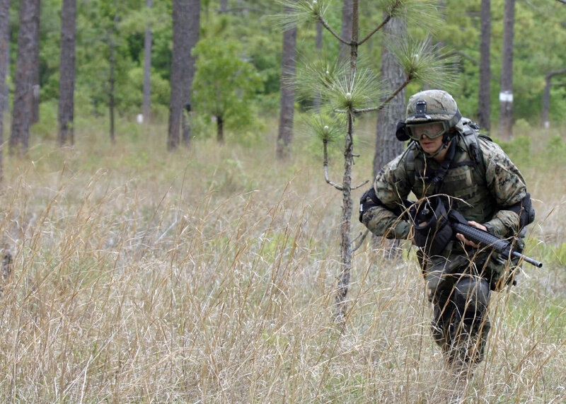 Soldier in forest training