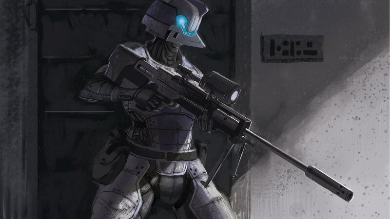 soldier in futuristic armor