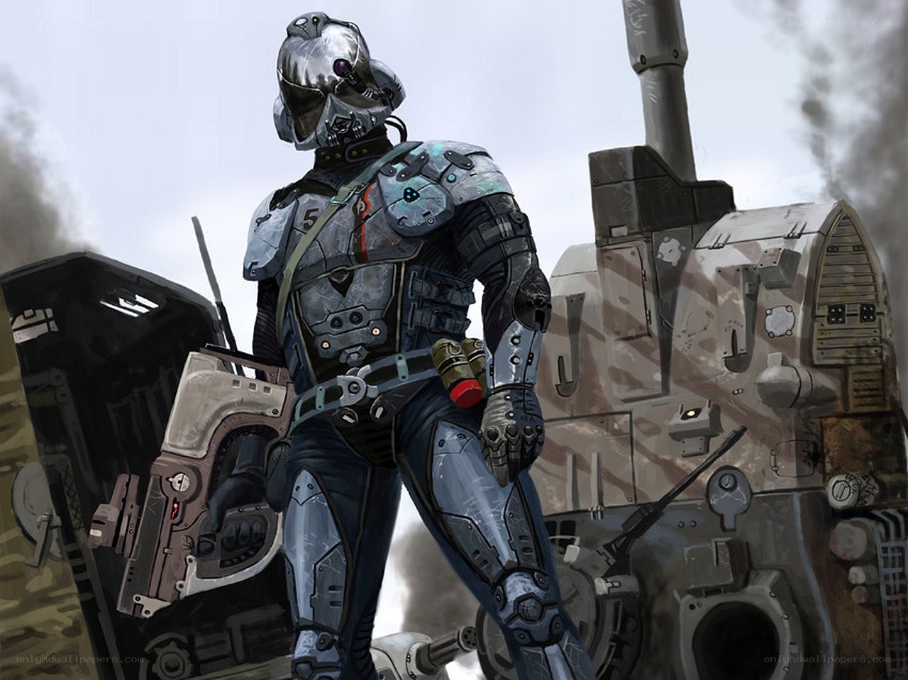 soldier in futuristic armor