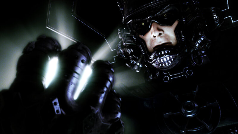 soldier in futuristic armor