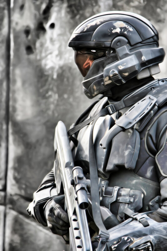 soldier in futuristic armor