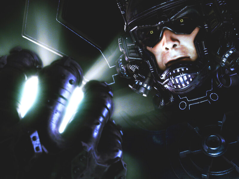 soldier in futuristic armor