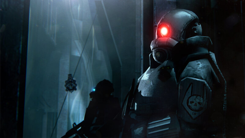 Soldier in Futuristic Armor — Black, Dark, Night