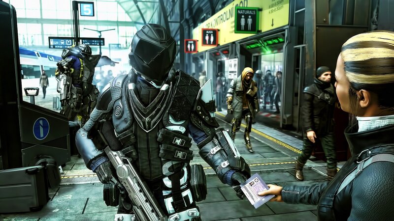 Soldier in Futuristic Armor — Black, Dramatic, Afternoon