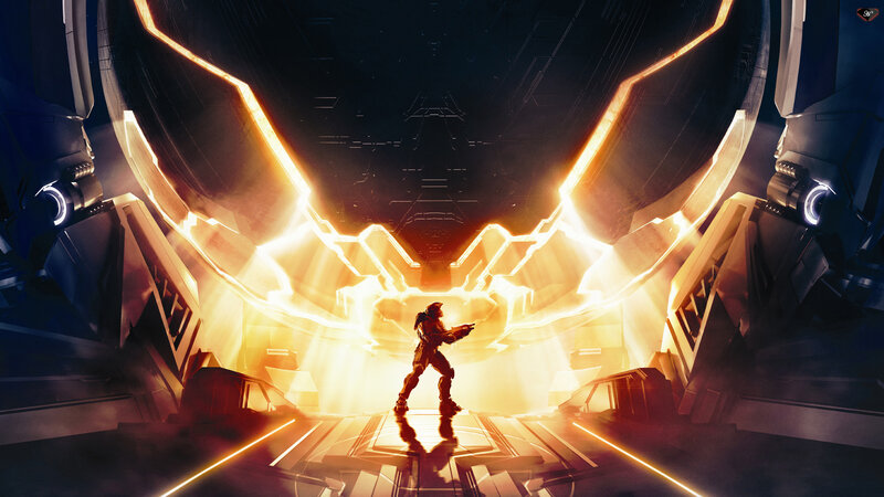 Soldier in Futuristic Armor — Black, Dramatic, Digital Art, Glowing Structure