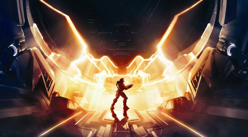 Soldier in Futuristic Armor — Black, Dramatic, Digital Art, Glowing Structure, Weapon