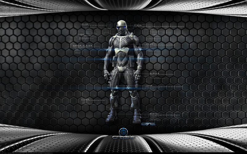 Soldier in Futuristic Armor — Black, Dramatic, Digital Art, Hexagonal Wall