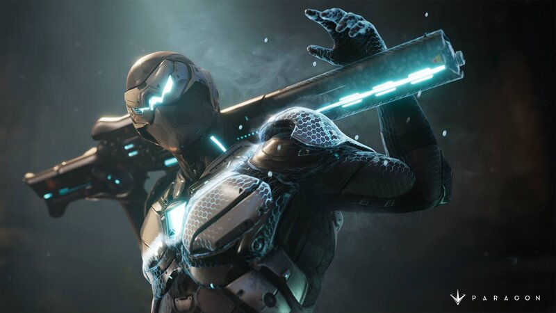 Soldier in Futuristic Armor — Black, Dramatic, Digital Art, Weapon