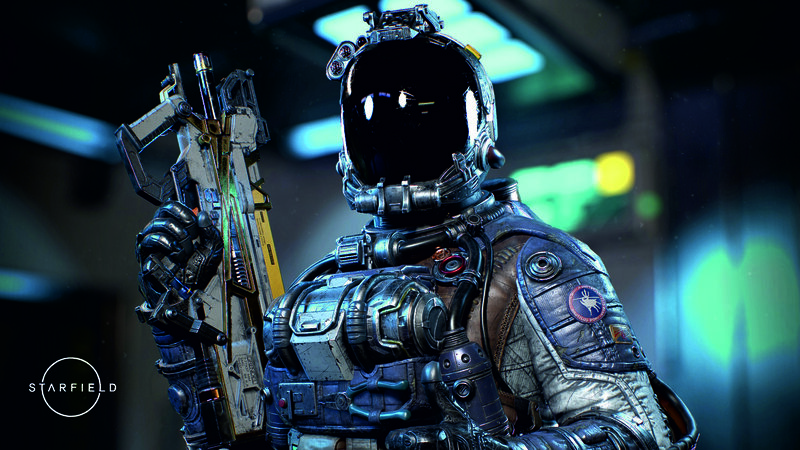 Soldier in Futuristic Armor — Blue, Dramatic, 3d Render, Gun, Helmet