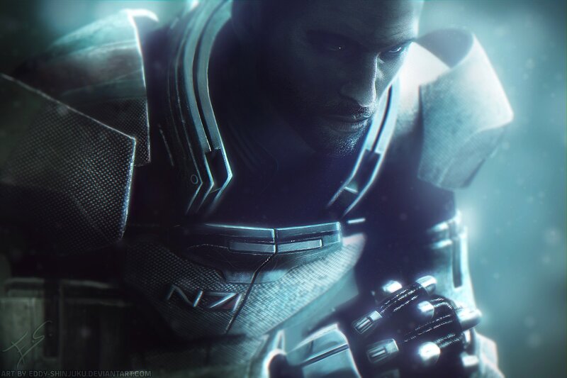 Soldier in Futuristic Armor — Blue, Dramatic, Digital Art, Gloves, Chest Plate