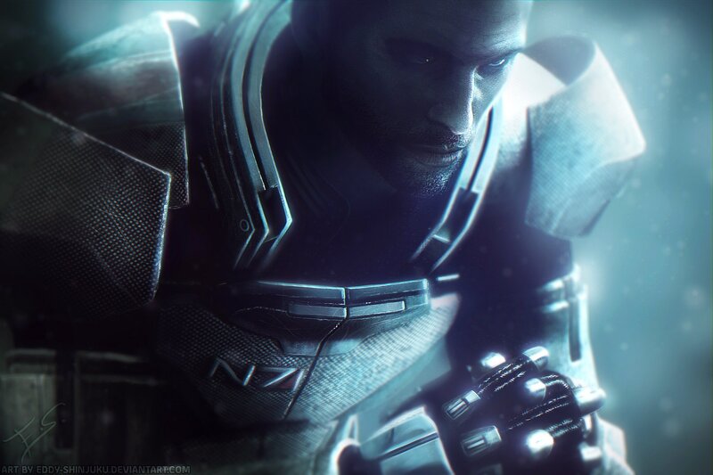 Soldier in Futuristic Armor — Blue, Dramatic, Digital Art, Gloves