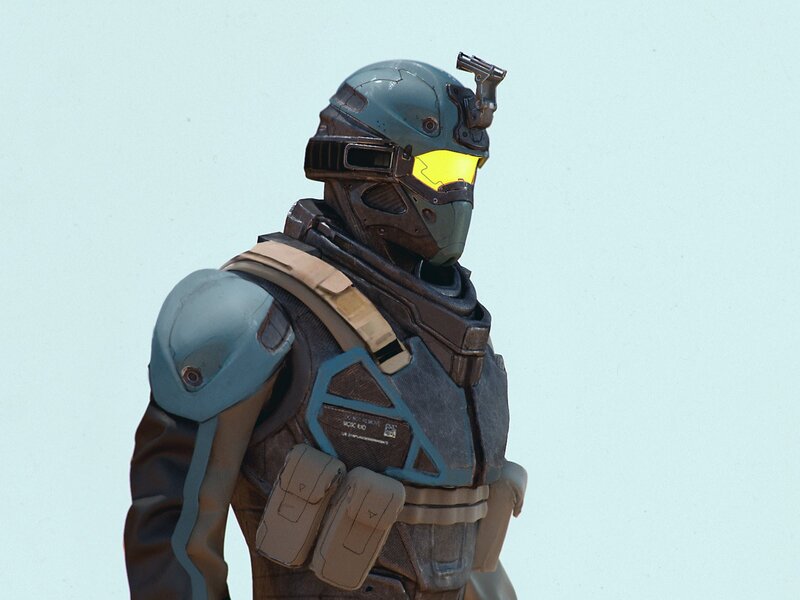 Soldier in Futuristic Armor — Blue, Neutral