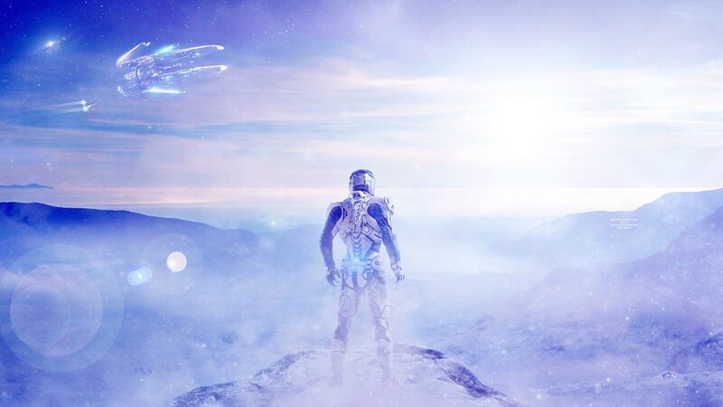 Soldier in Futuristic Armor — Blue, Serene