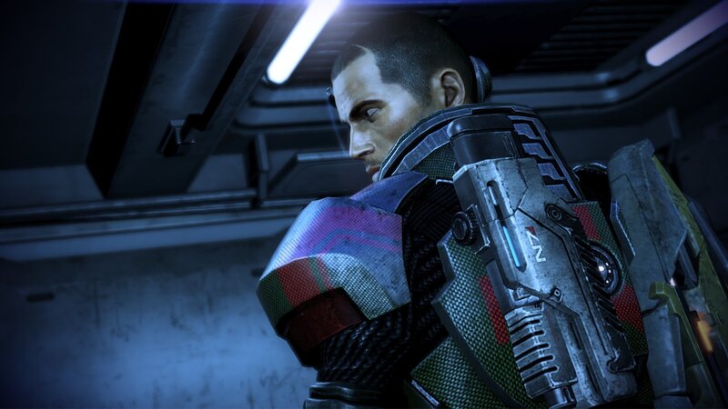 Soldier in Futuristic Armor — Blue, Serious