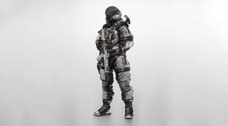 Soldier in Futuristic Armor — Gray, Neutral
