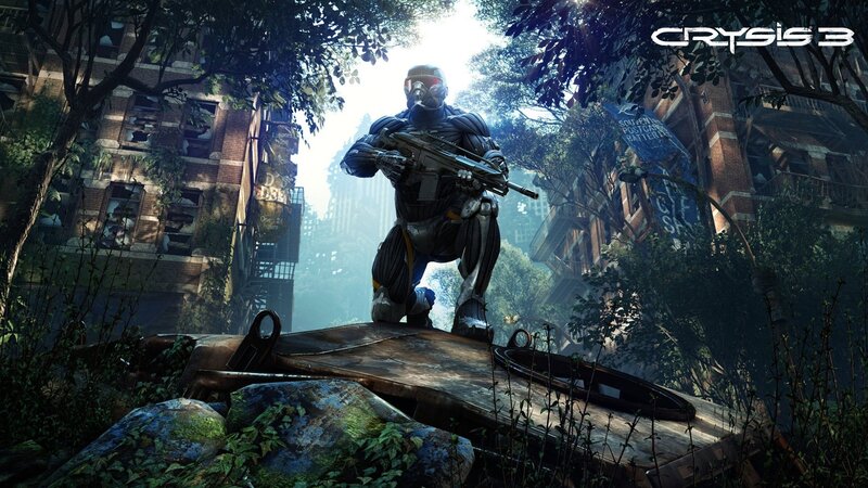 Soldier in Futuristic Armor — Green, Dramatic, Afternoon, Digital Art, Rifle, Ruined Buildings