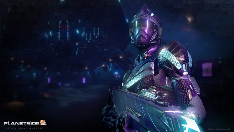 Soldier in Futuristic Armor — Purple, Dark, Dramatic