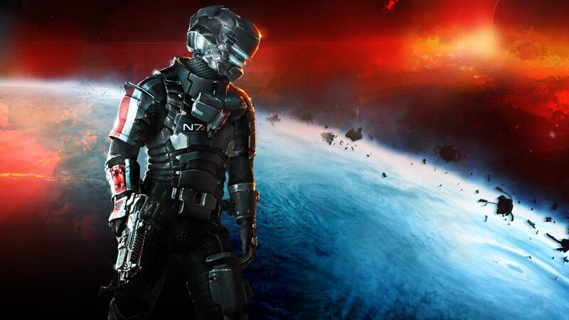 Soldier in Futuristic Armor — Red, Dramatic, Digital Art, Planet