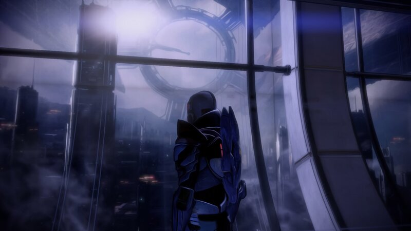 soldier in futuristic city