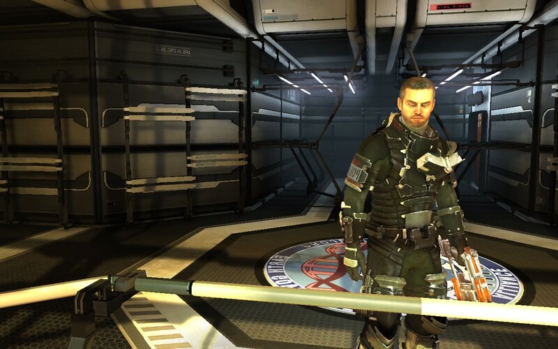 soldier in futuristic corridor