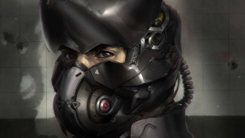 soldier in futuristic helmet