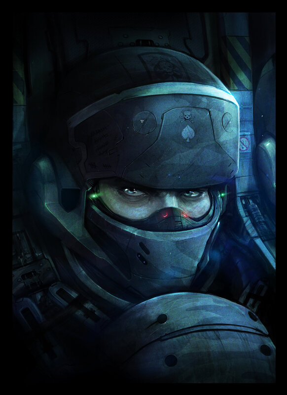 soldier in futuristic helmet