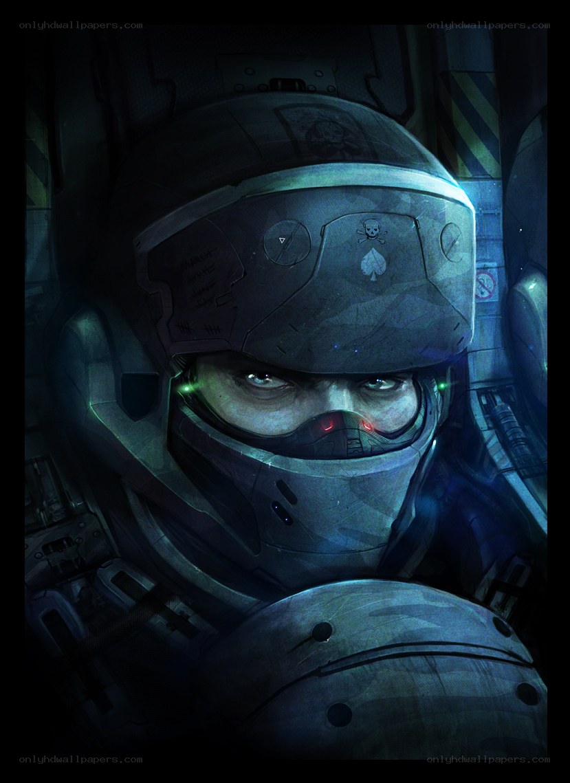 soldier in futuristic helmet