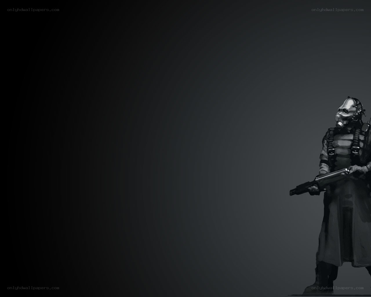 soldier in gas mask