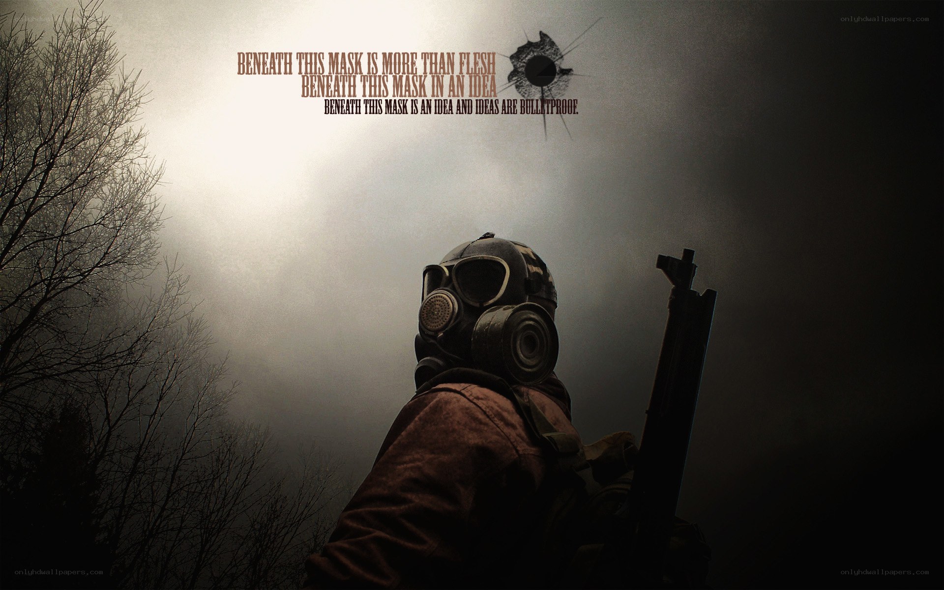 soldier in gas mask