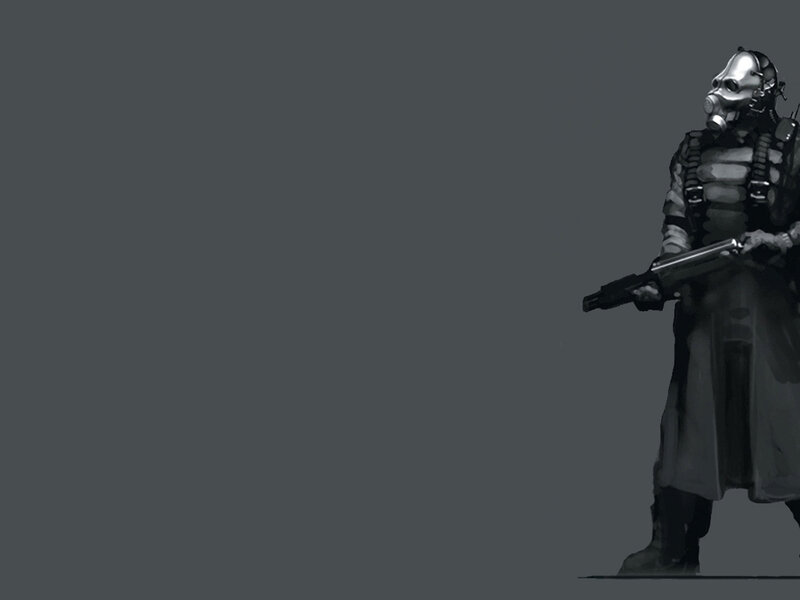 soldier in gas mask