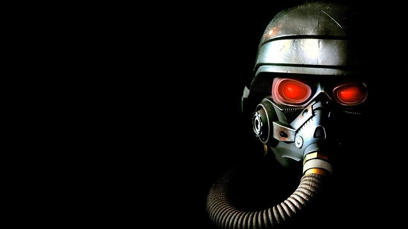 soldier in gas mask