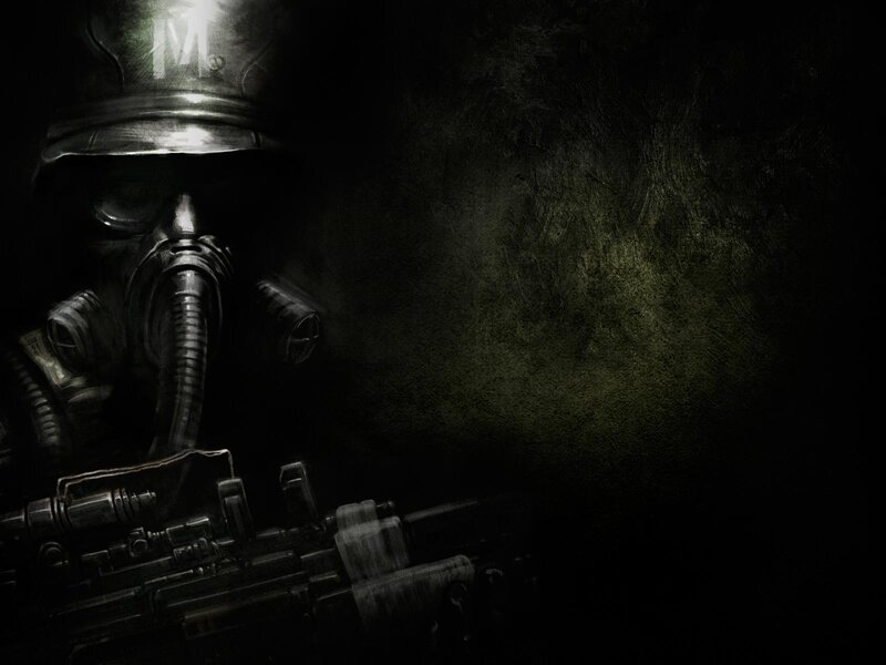 soldier in gas mask