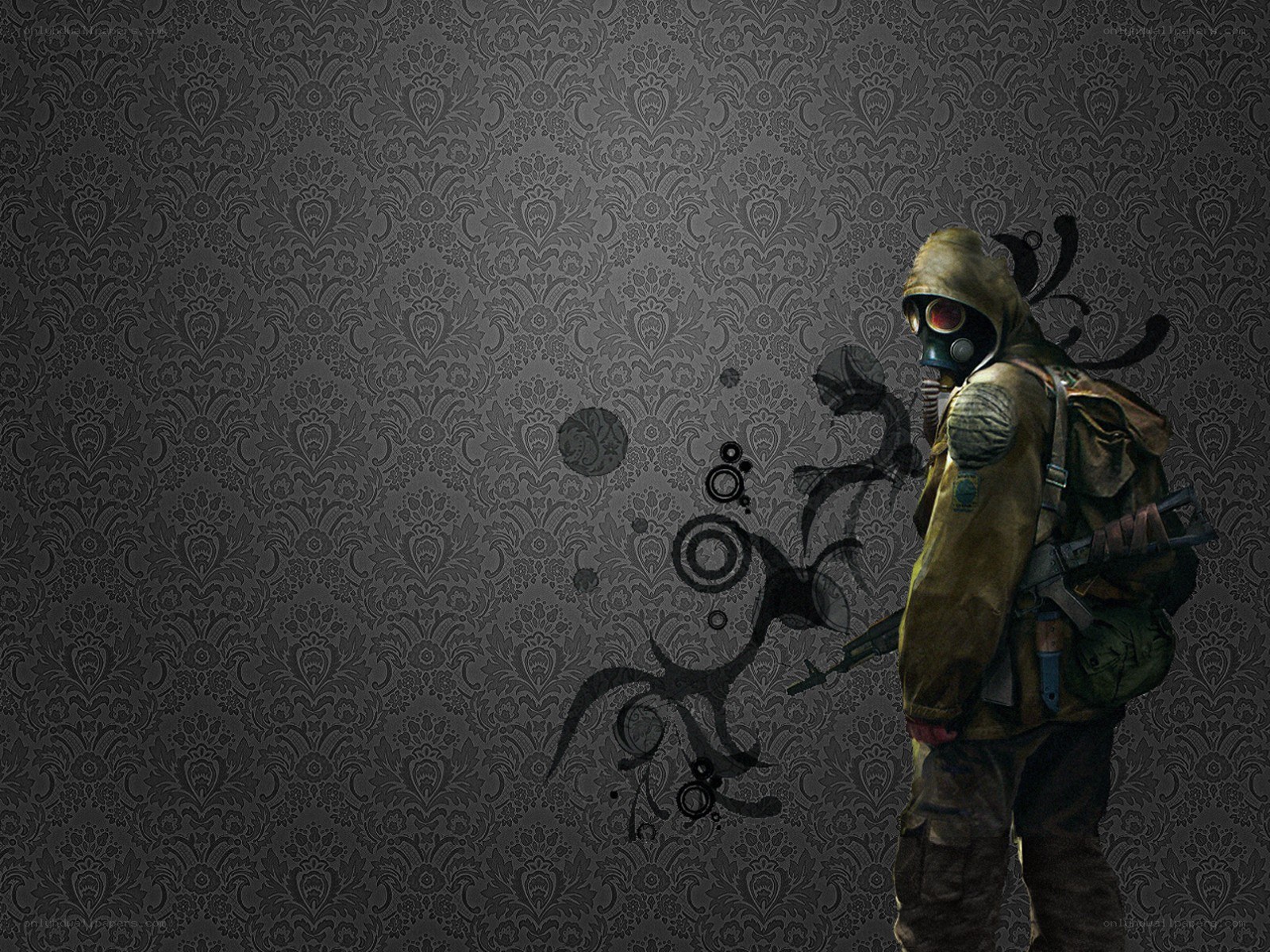 soldier in gas mask