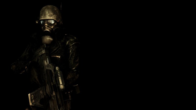 Soldier in Gas Mask — Black, Dark, Dramatic, Night
