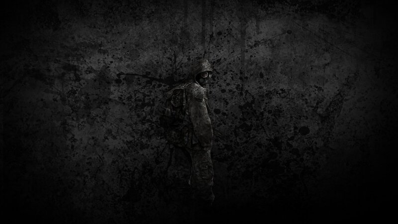 Soldier in Gas Mask — Black, Dark