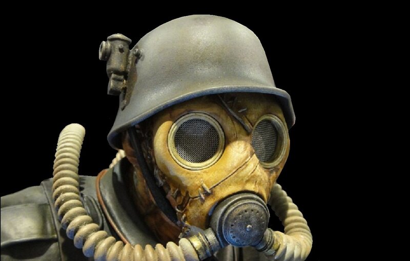 Soldier in Gas Mask — Black, Dramatic, 3d Render