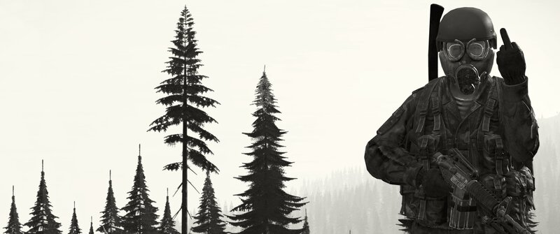 Soldier in Gas Mask — Black, Serious, 3d Render, Pine Trees