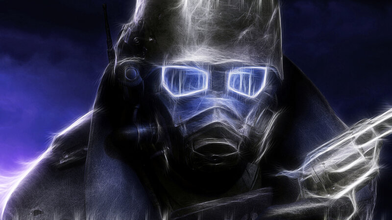Soldier in Gas Mask — Blue, Dramatic, Night, Digital Art, Gas Mask