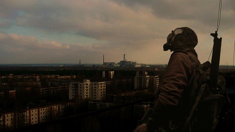 Soldier in Gas Mask — Brown, Dramatic, Sunset, Photograph