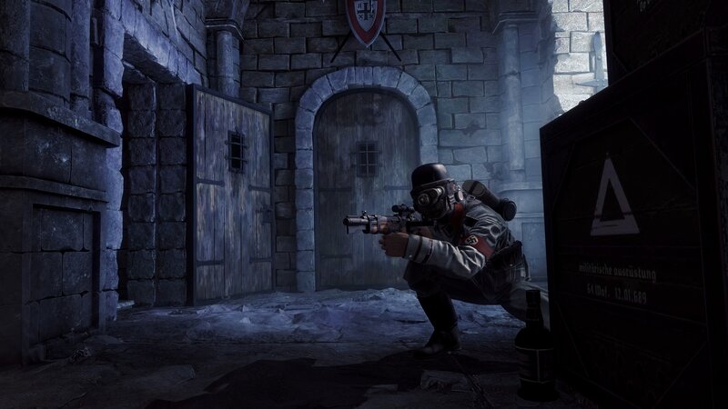 Soldier in Gas Mask — Gray, Dark, Tense