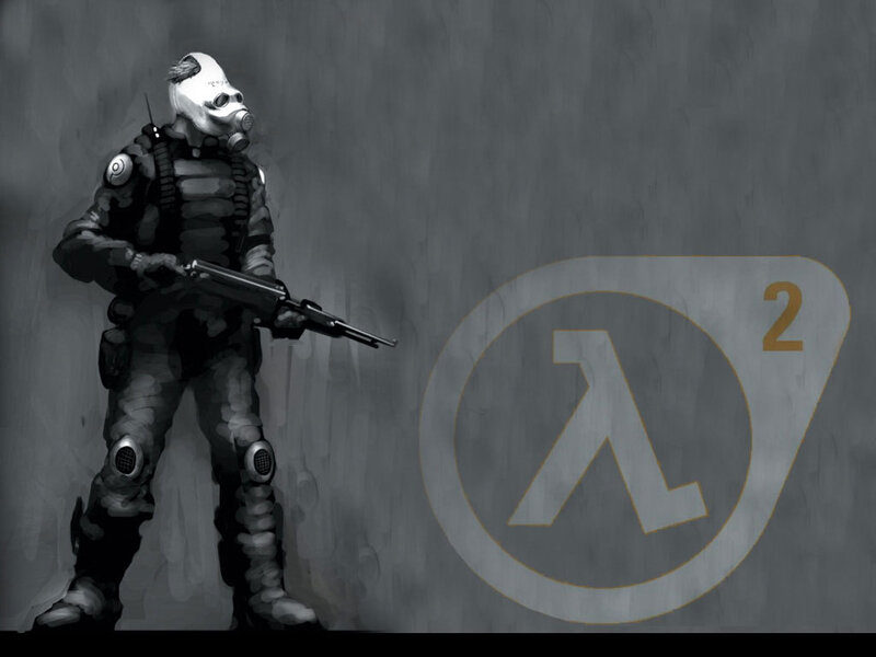 Soldier in Gas Mask — Gray, Dramatic, Digital Art, Gun, Logo